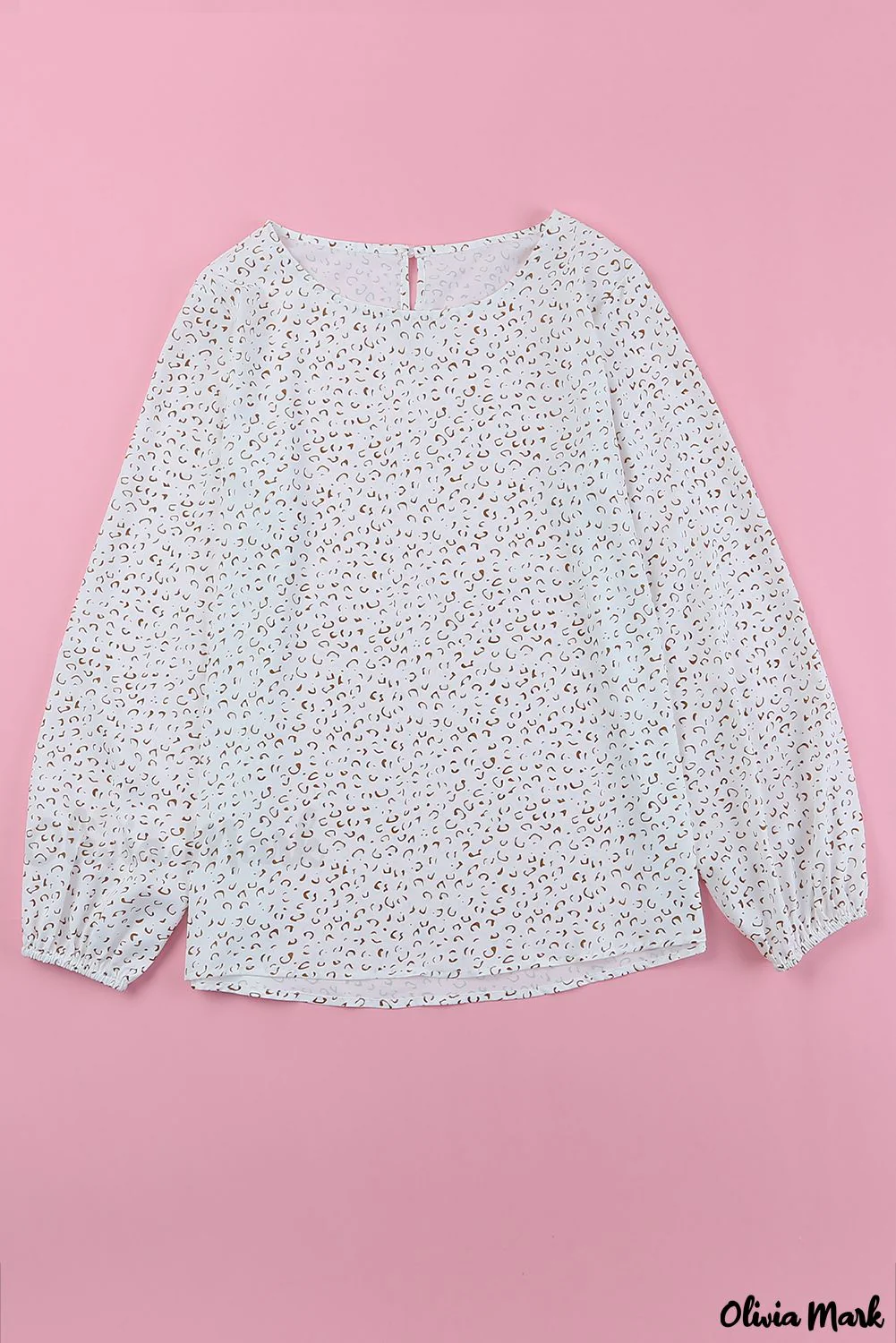 Deanwangkt - Leopard Long Sleeve Round Neck Blouse - Deanwangkt