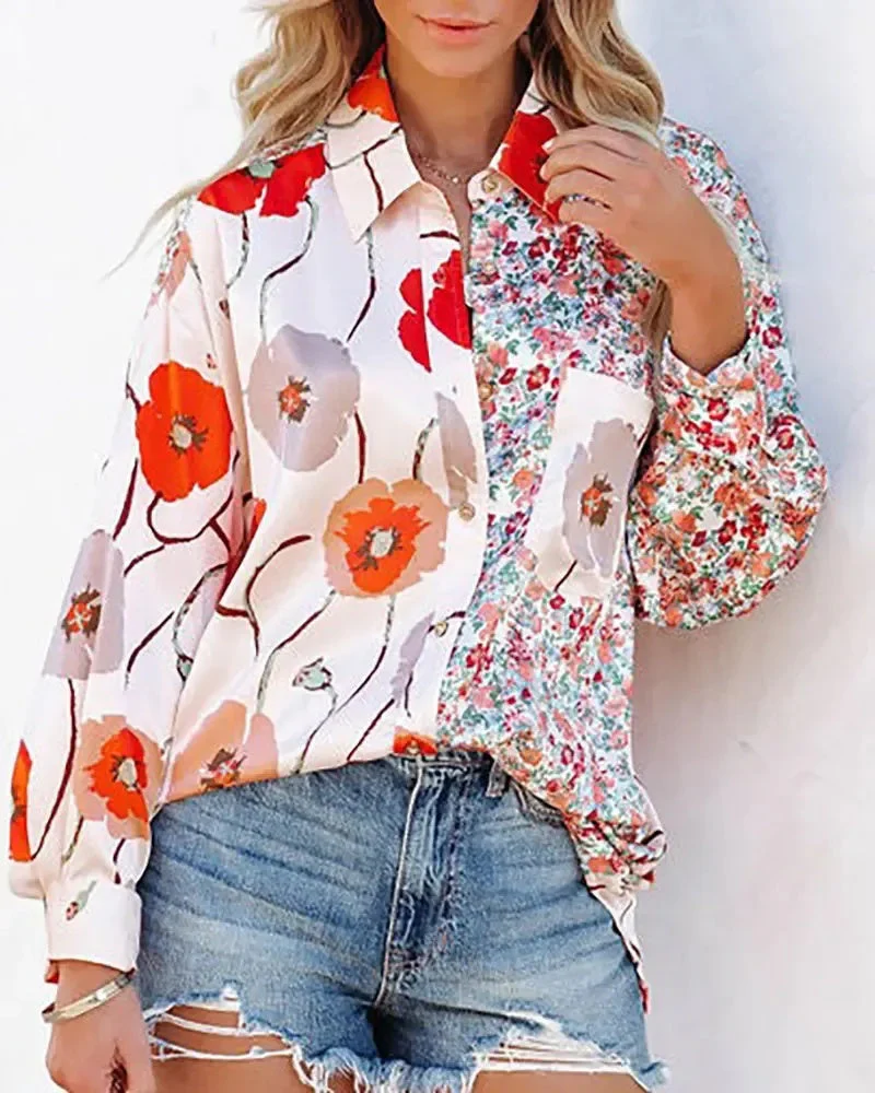 Deanwangkt - Floral Print Long Sleeve Shirt - Deanwangkt