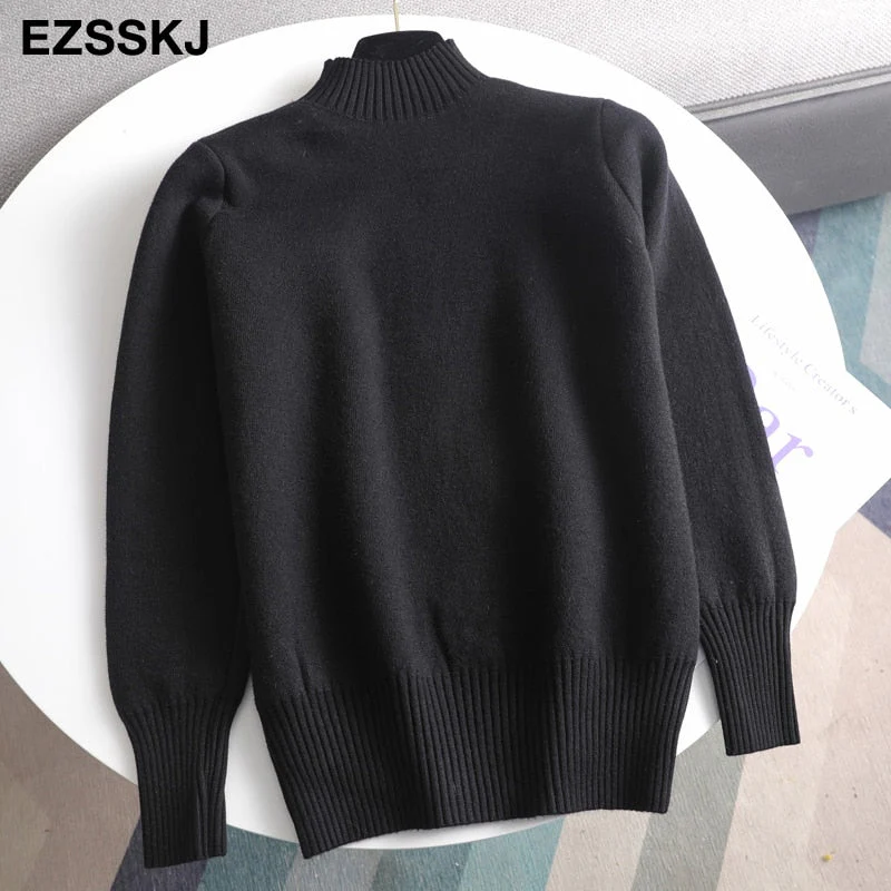 Christmas Gift Deanwangkt Autumn winter cashmere basic warm Sweater velvet Pullovers Women female fur thick Turtleneck sweater knit Jumpers top - Deanwangkt