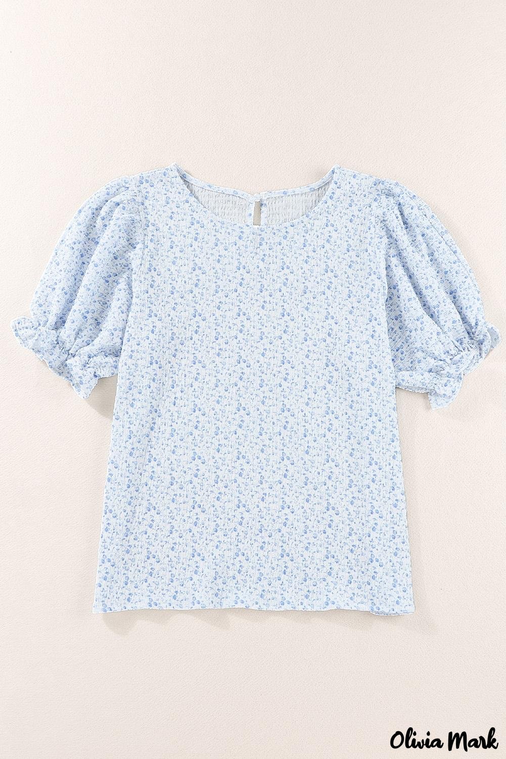 Deanwangkt - Black Floral Smocked Puff Sleeve Blouse - Deanwangkt