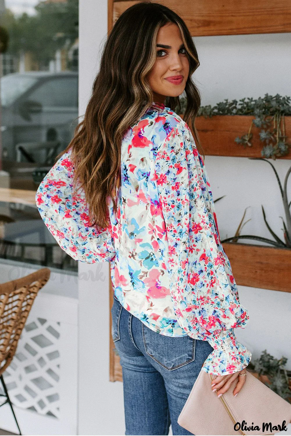 Deanwangkt - Cakewalk Red Floral Smocked Blouse - Deanwangkt