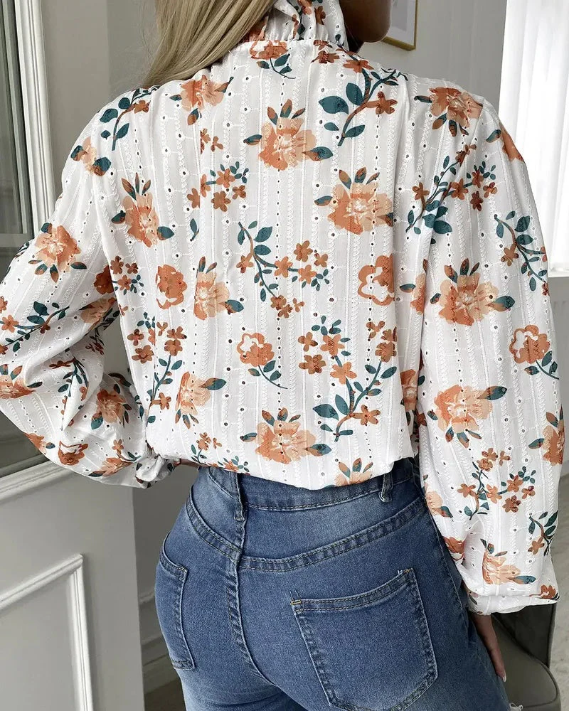 Deanwangkt - Ruched tie front blouse in floral print - Deanwangkt