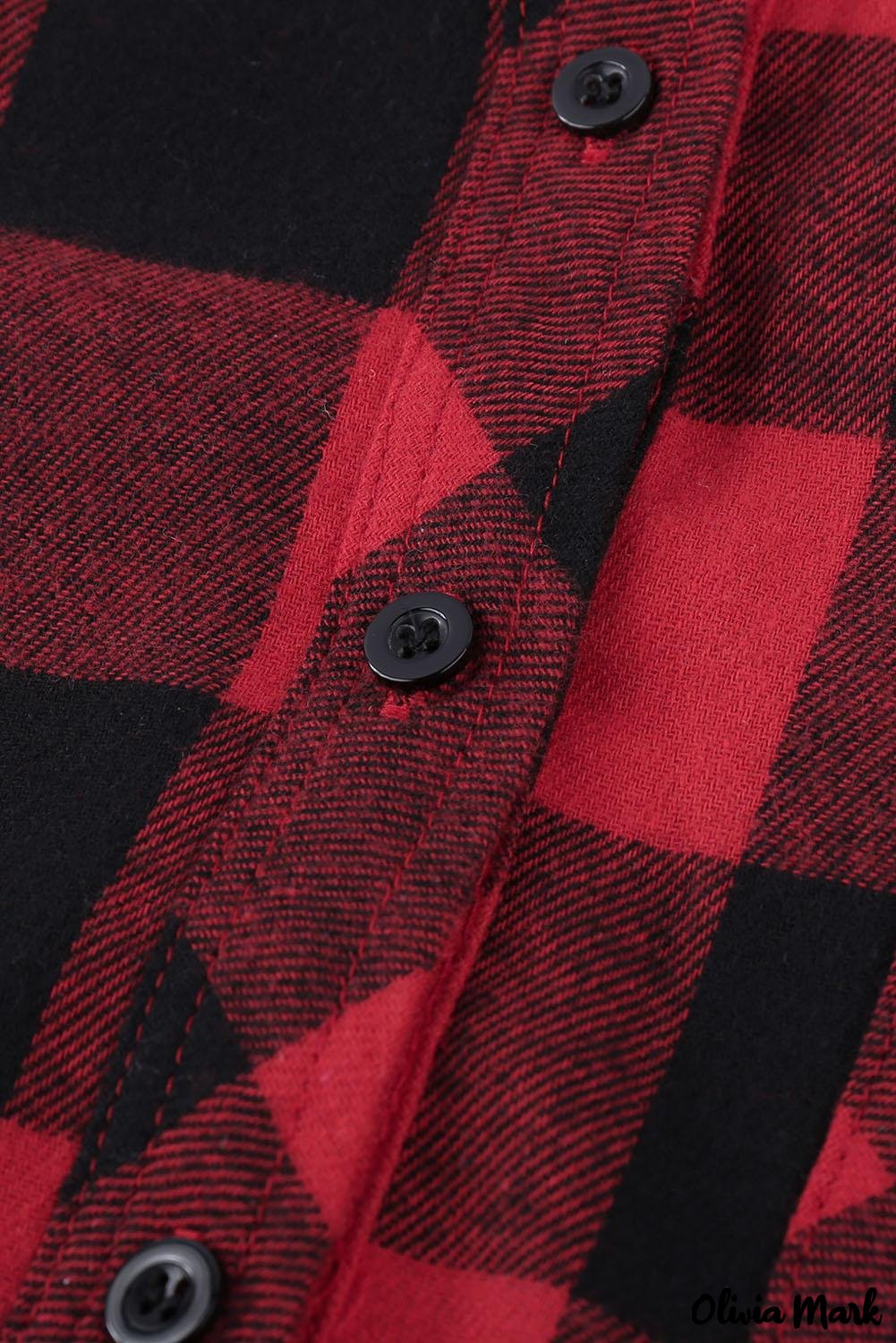 Deanwangkt - Red Buffalo Plaid Blouse with Button Pocket - Deanwangkt