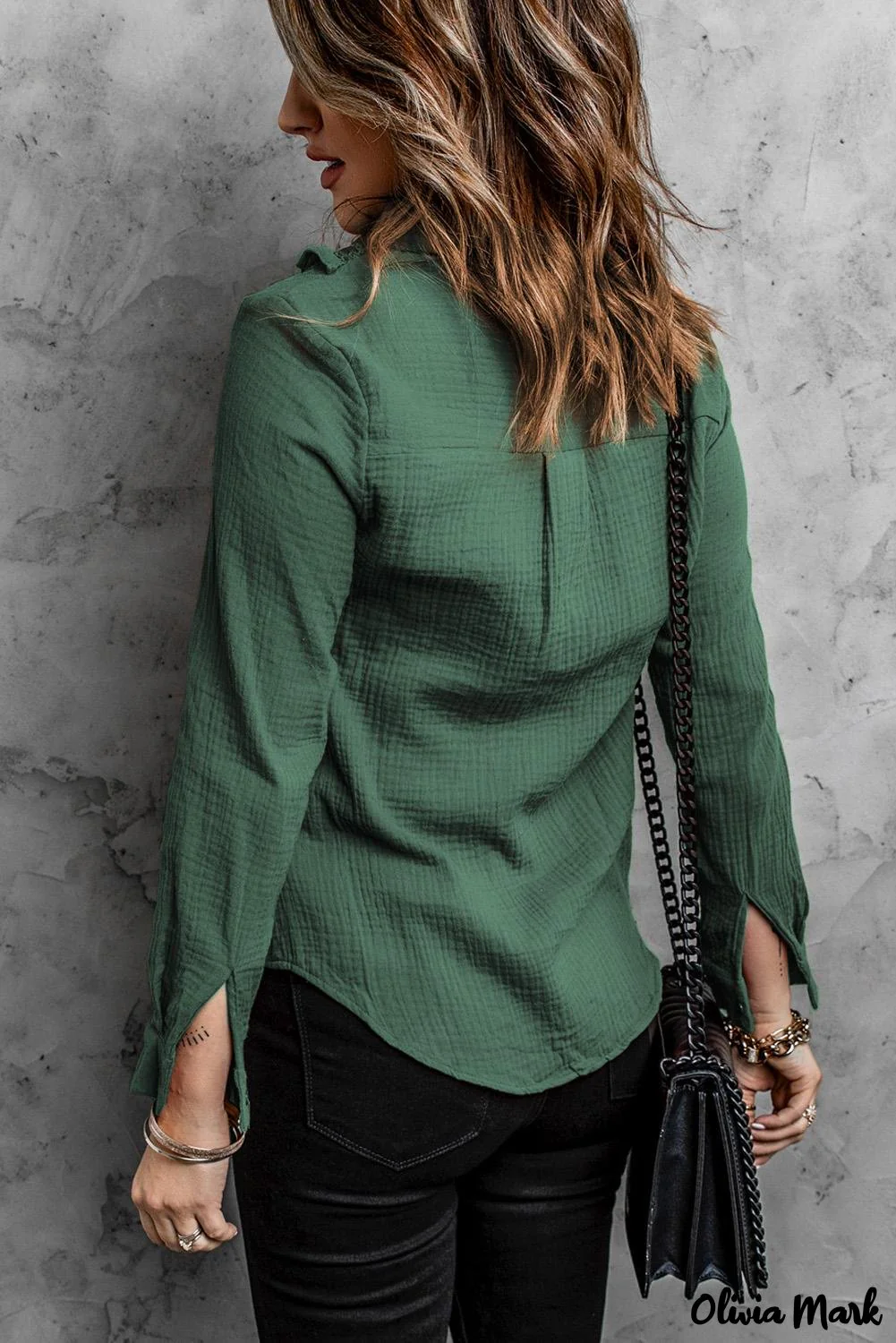 Deanwangkt - White Ruffle Crinkle Long Sleeve Shirt - Deanwangkt