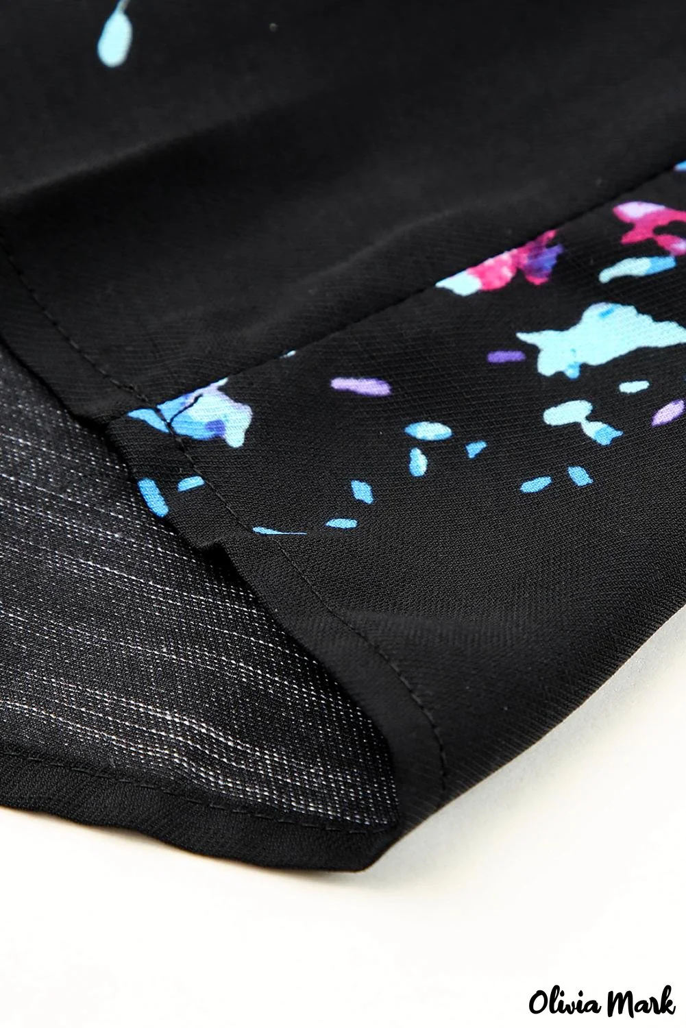 Deanwangkt - Black Tie-Dye Print Split V-Neck Butterfly Sleeve Blouse - Deanwangkt