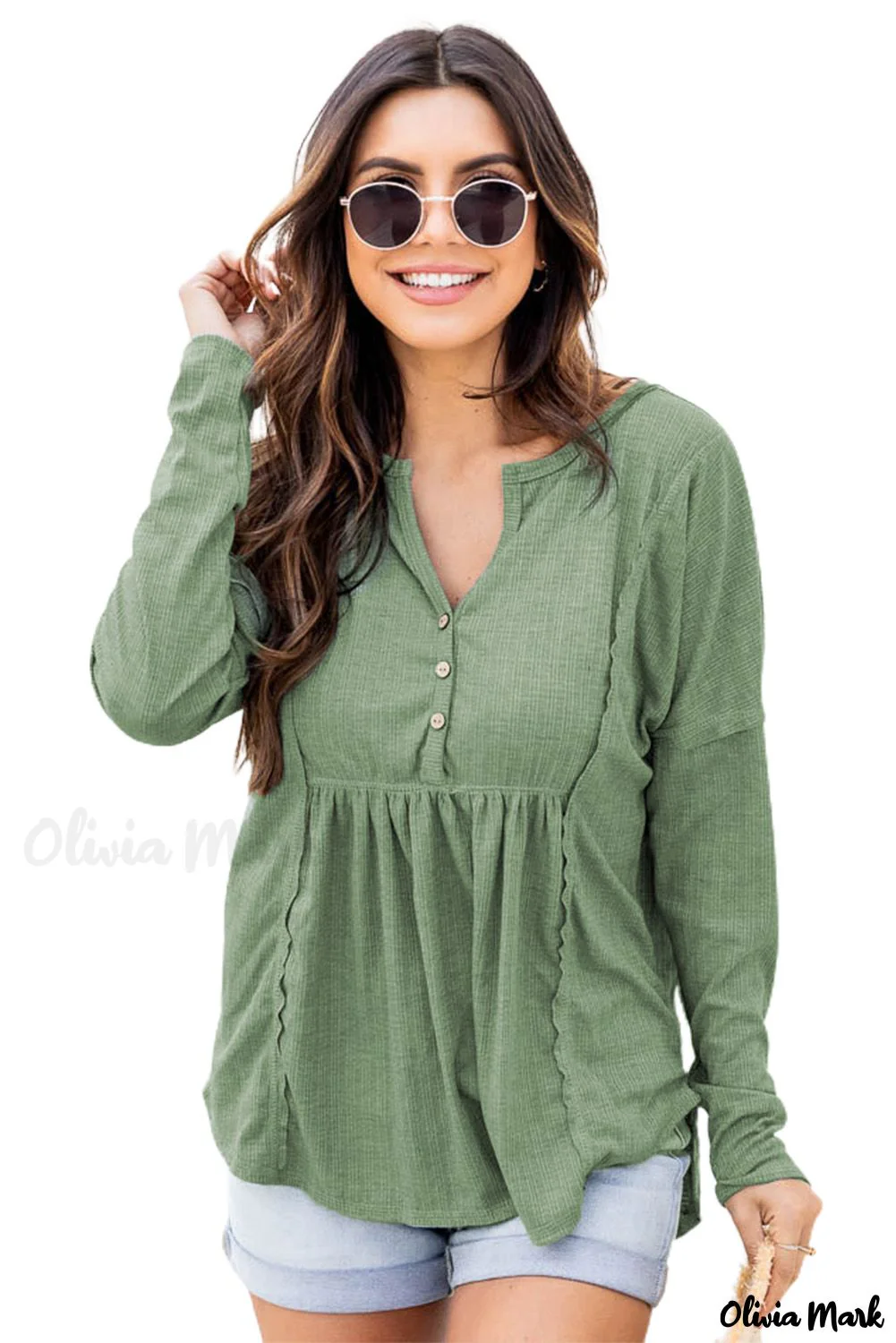 Deanwangkt - Long Sleeve Button Down Blouse - Deanwangkt