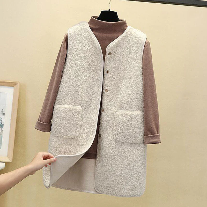 Christmas Gift Deanwangkt Autumn Long Vest Women Winter Thermal Waistcoat Warm Fleece Vest Female Sleeveless Jacket Ladies Vests For Women - Deanwangkt