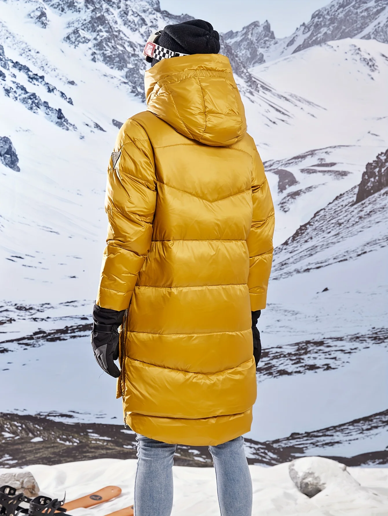 Thermal Zip-up Hoodie Knee Length Coat, Long Sleeve Pocket Puffy Outerwear For Fall & Winter, Women's Clothing - Deanwangkt