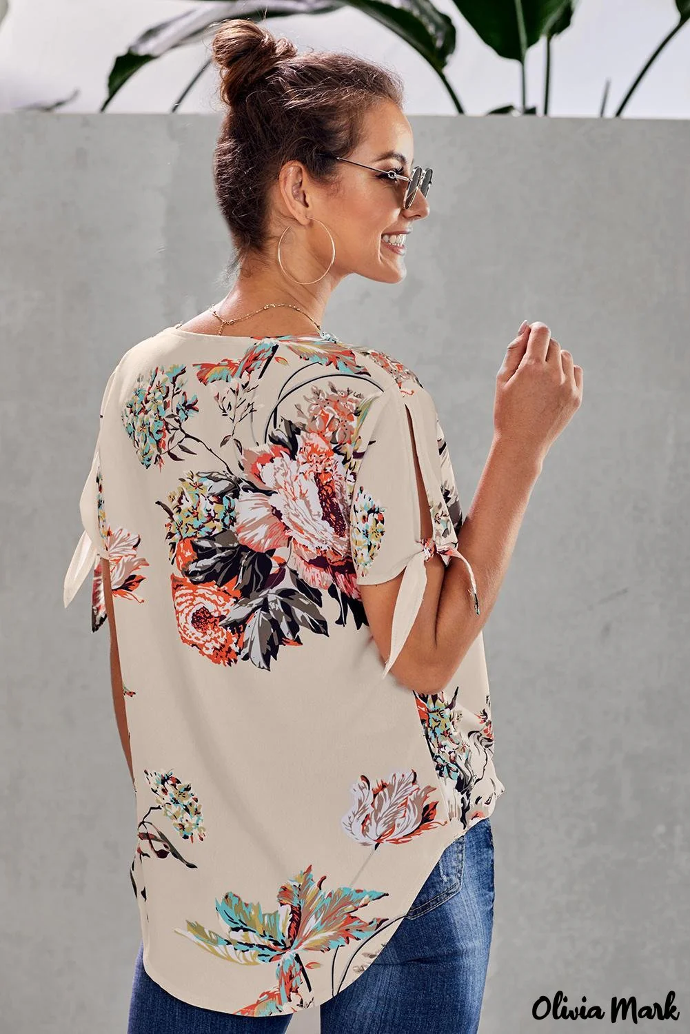 Deanwangkt - Orange Floral Twist Top - Deanwangkt