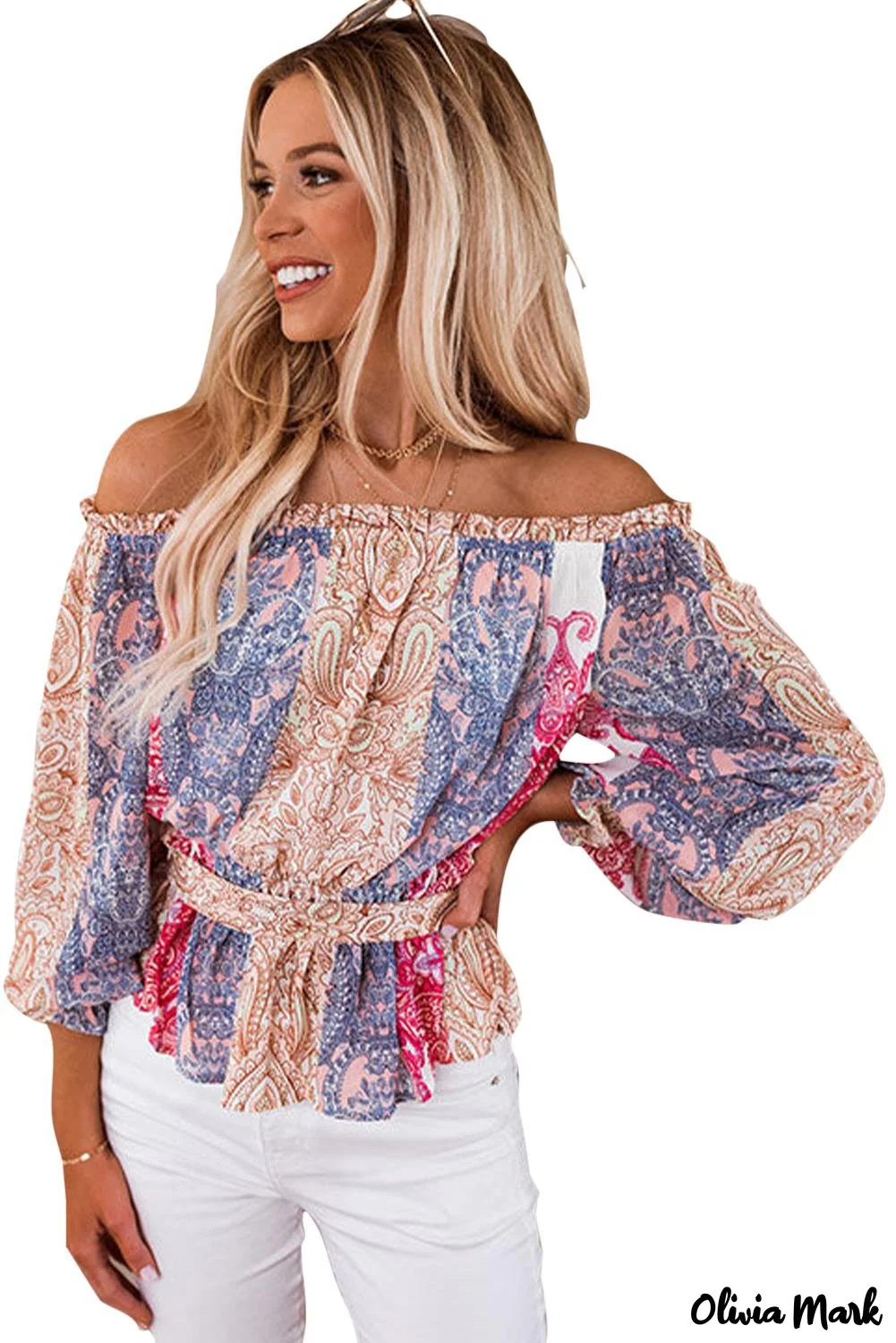 Deanwangkt - Multicolor Bohemian Floral Off Shoulder Blouse - Deanwangkt