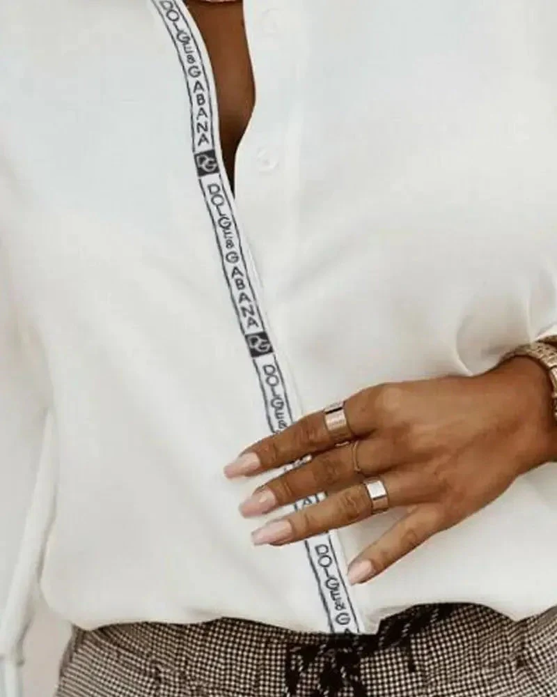 Deanwangkt - Long sleeve button down shirt with letter patch - Deanwangkt