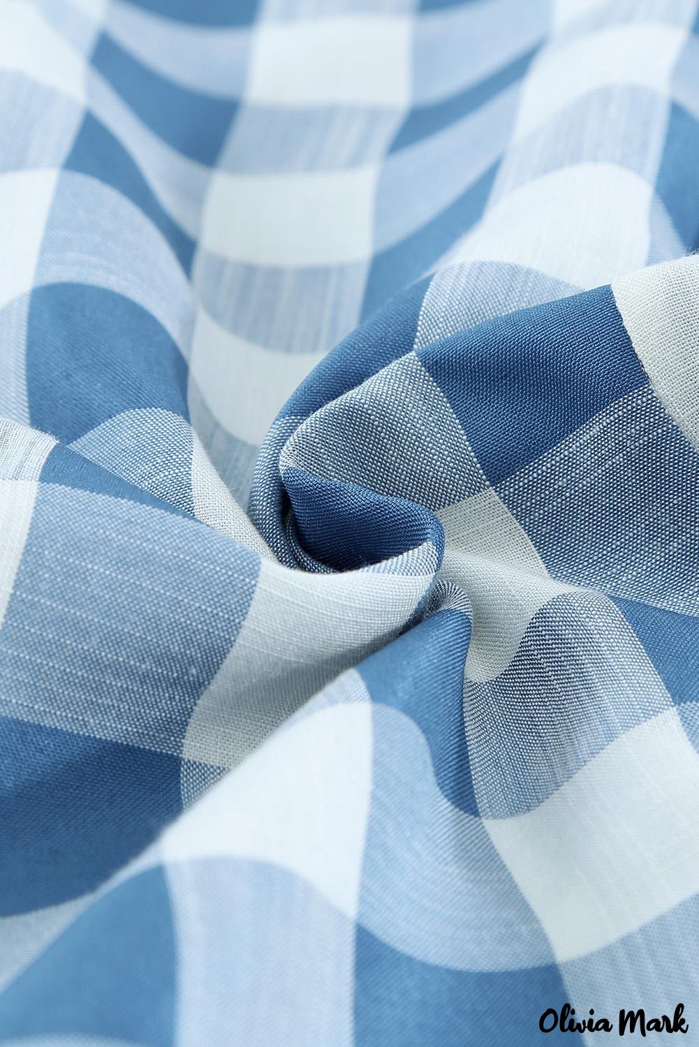 Deanwangkt - Sky blue checked ruffled button-down shirt - Deanwangkt