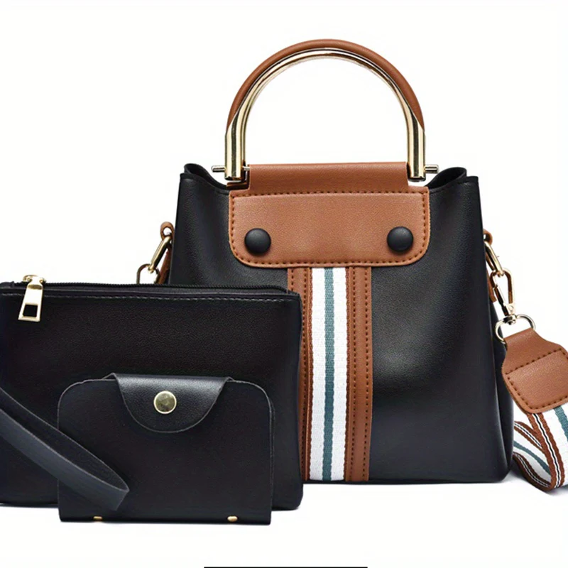 Women's Vintage Colorblock Bucket Bag Sets, All-Match Crossbody Bags, Trendy Bags For Travel - Deanwangkt