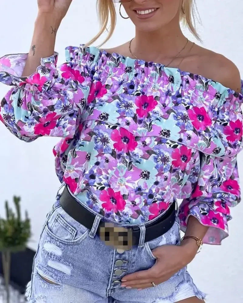 Deanwangkt - Ruched ruffled off-the-shoulder top in floral print - Deanwangkt