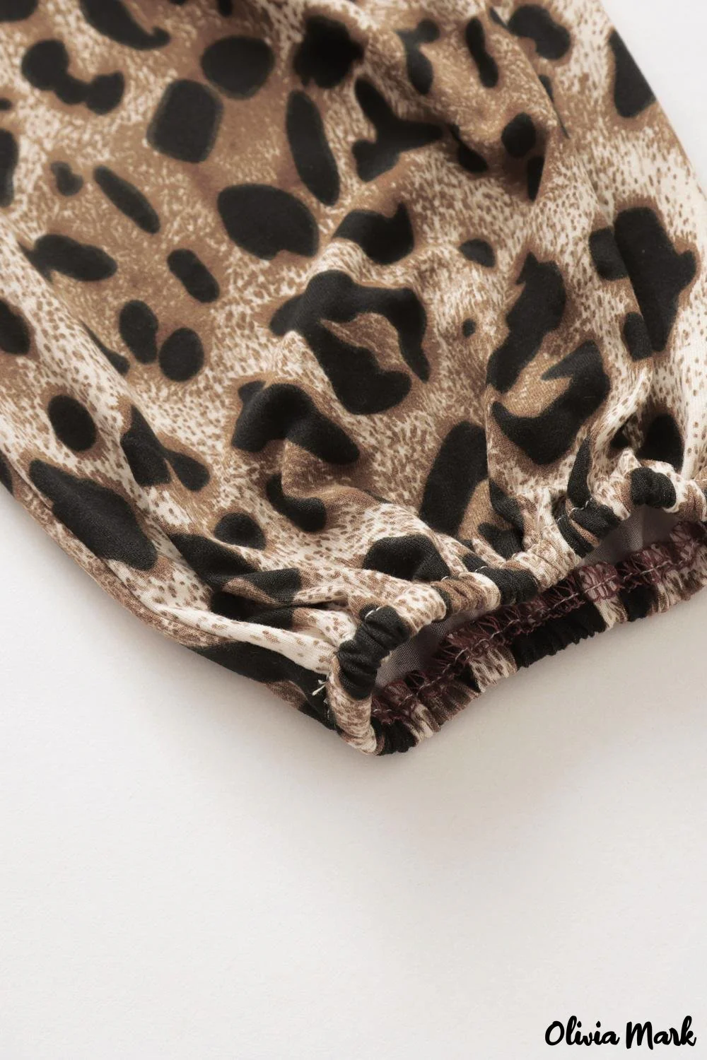 Deanwangkt - Black Waffle Knit Leopard Long Sleeve Twist Knot Blouse - Deanwangkt