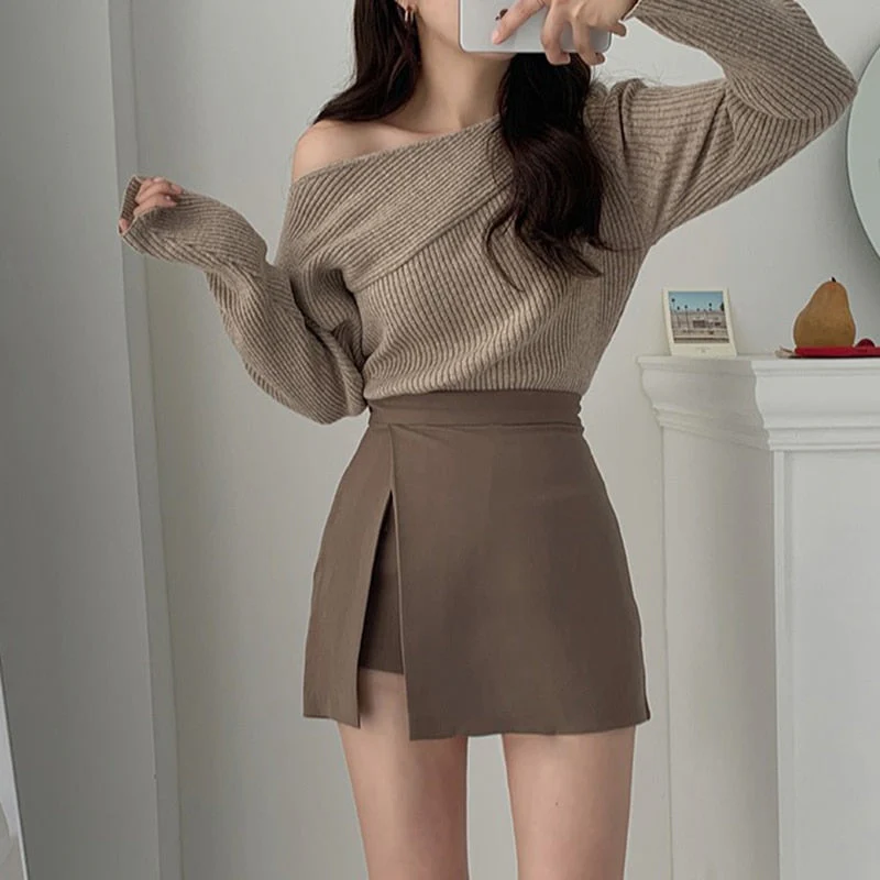 Christmas Gift Deanwangkt A Line New New Summer Short Skirts Korean Skirt Women Mini High Waist School Girl Solid Vintage Mini Skrits Pleated - Deanwangkt