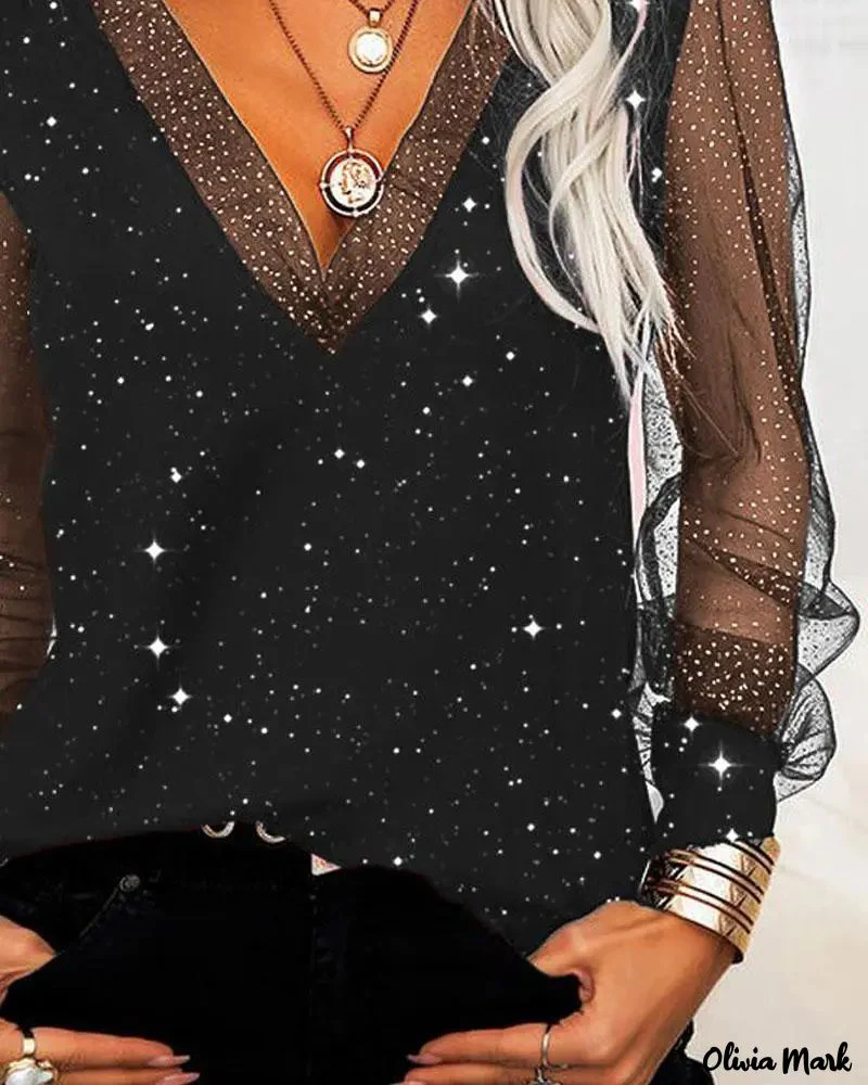 Deanwangkt - Sequin top with long sleeves in contrasting tulle - Deanwangkt