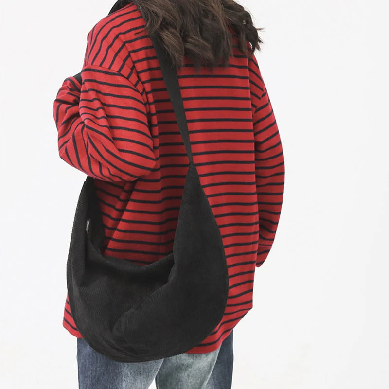 Back To College Deanwangkt Fashion Corduroy Ladies Bag Solid Color Shoulder Bag Large Capacity Female Messenger Bag Casual Shopping Bags Women - Deanwangkt