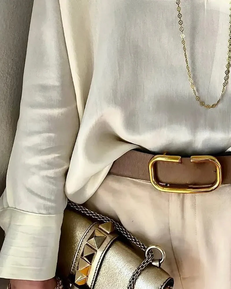 Deanwangkt - Solid Long Sleeve V-Neck Top - Deanwangkt