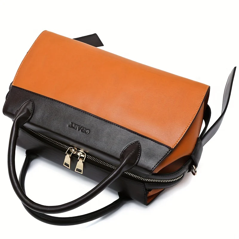 deanwangkt-1 Vintage Letter Pattern Tote Satchel Bag, Classic Handbag For Work, Women's Trendy Bag For Work - Deanwangkt