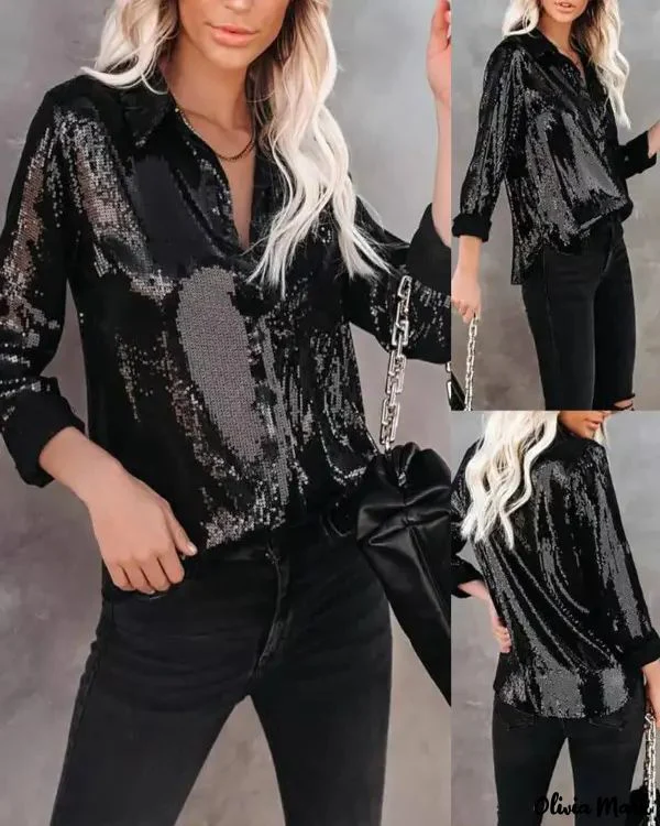 Deanwangkt - Sequin button-up shirt with long sleeves - Deanwangkt