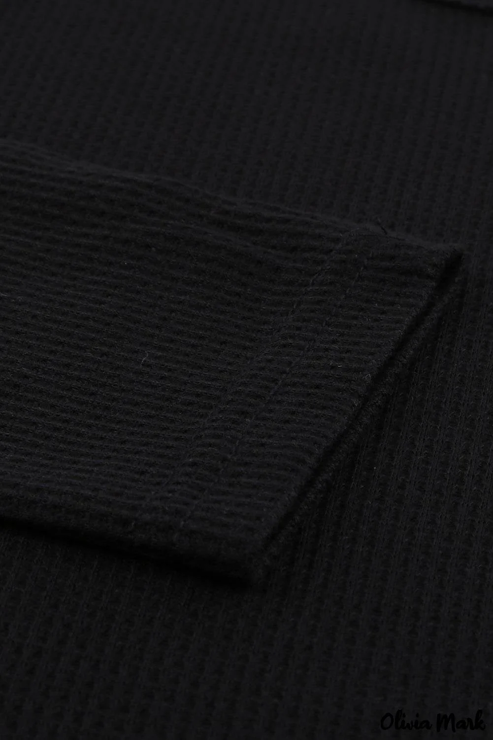 Deanwangkt - Black Waffle Knit Printed Crew Neck Blouse - Deanwangkt