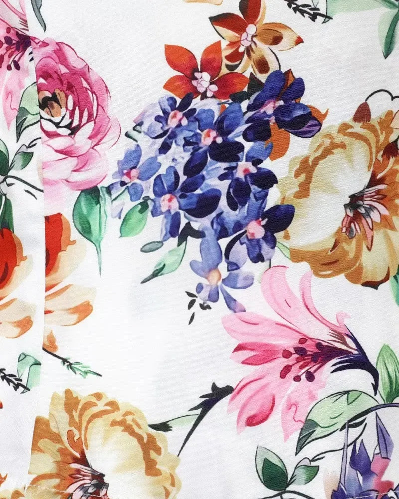 Deanwangkt - Floral Print Off Shoulder Frill Hem Top - Deanwangkt