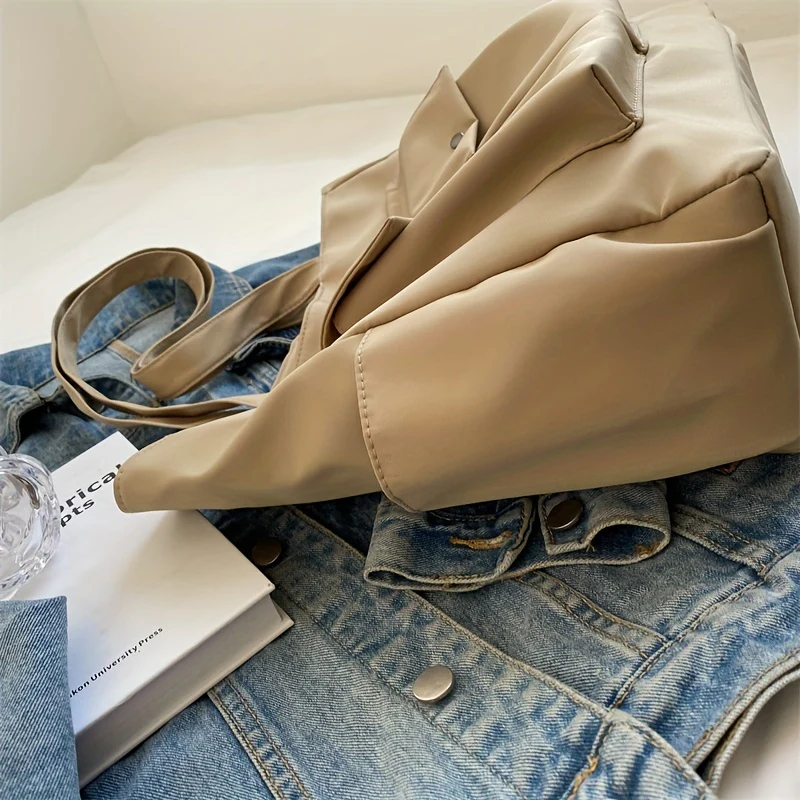 deanwangkt  Minimalist Solid Color Tote Bag, All-Match Storage Bag For Work, Women's Shoulder Bag With Multi Pockets - Deanwangkt