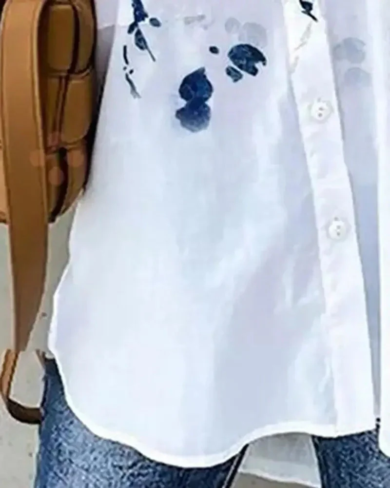 Deanwangkt - Floral Print Long Sleeve Button Down Shirt - Deanwangkt