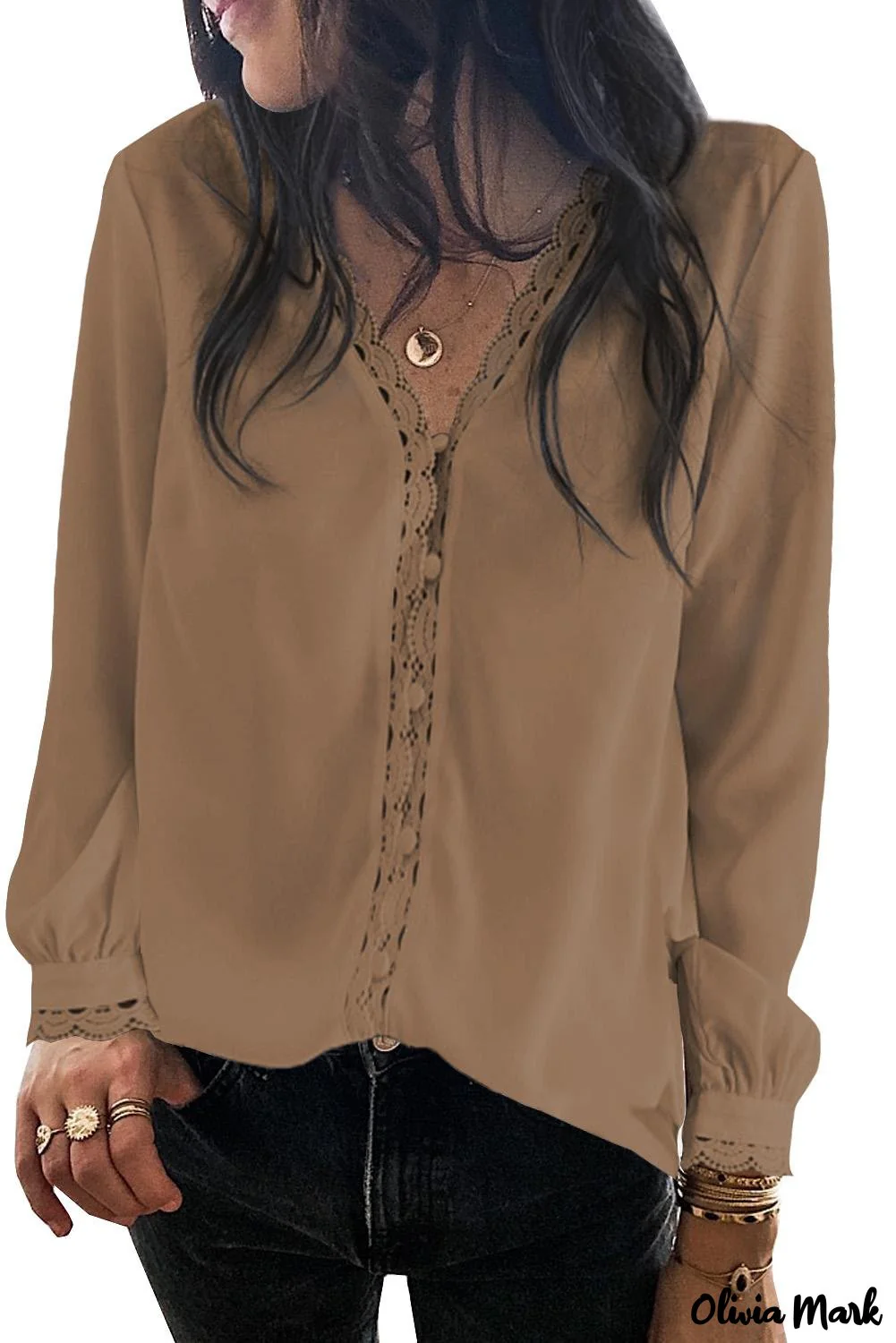 Deanwangkt - Black Crochet Lace Button Down Long Sleeve Shirt - Deanwangkt