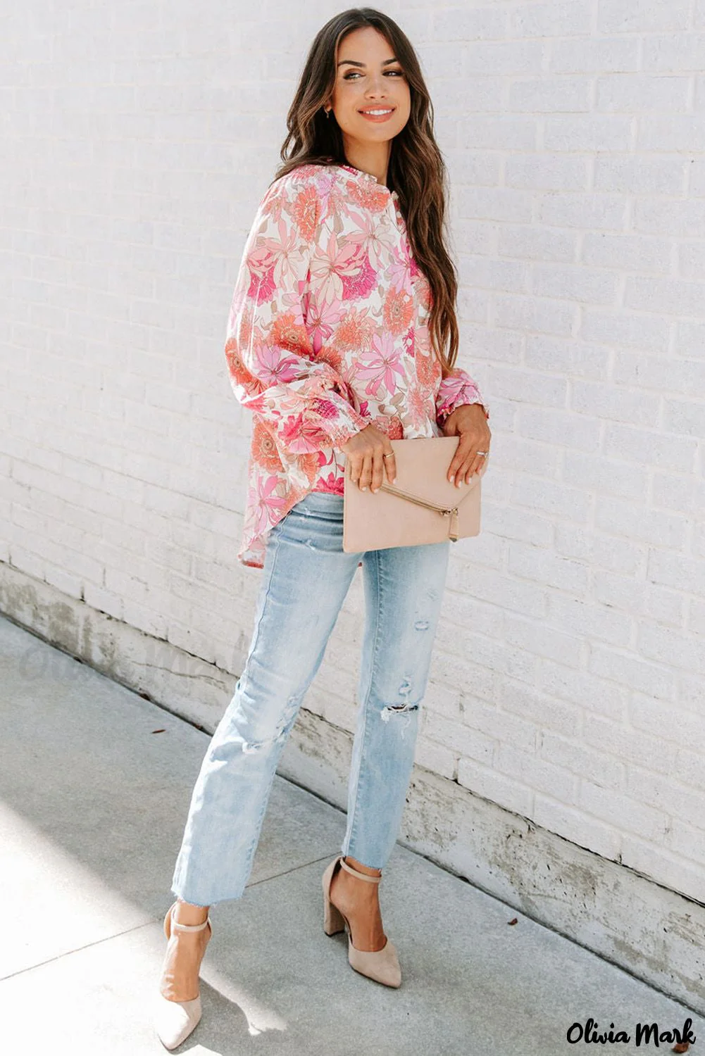 Deanwangkt - Pink floral blouse with balloon sleeves - Deanwangkt