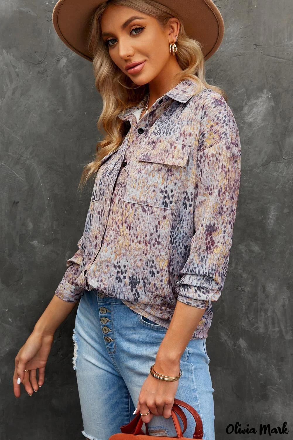 Deanwangkt - Brown printed long sleeve shirt with buttons and pockets - Deanwangkt