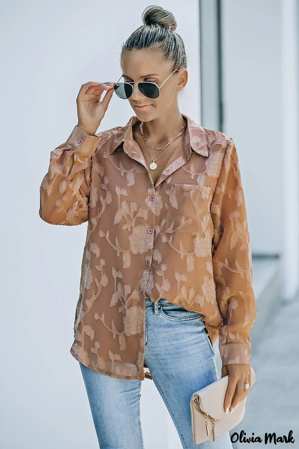 Deanwangkt - Brown floral textured shirt with collar and collar - Deanwangkt