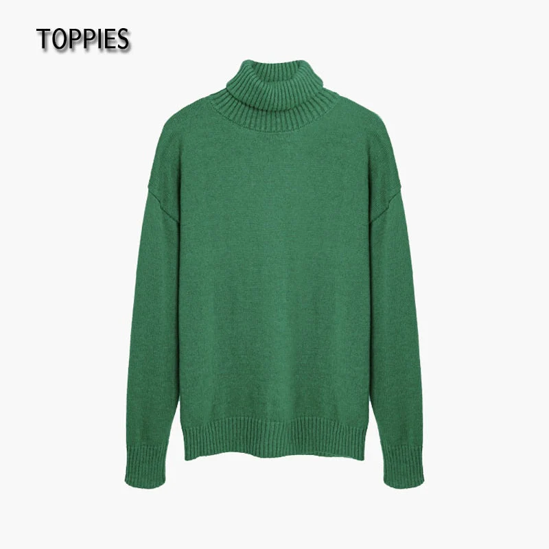 Christmas Gift Deanwangkt Autumn Winter Women's Sweater 15% Wool Green Turtleneck Sweater Knitted Tops Jumper Korean Clothes - Deanwangkt