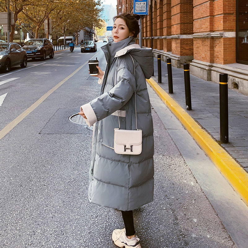 Christmas Gift Deanwangkt New Korean Version of The Loose and Explosive Padded Jacket Women's Winter Long Section Over The Knee Down Padded Jacket - Deanwangkt