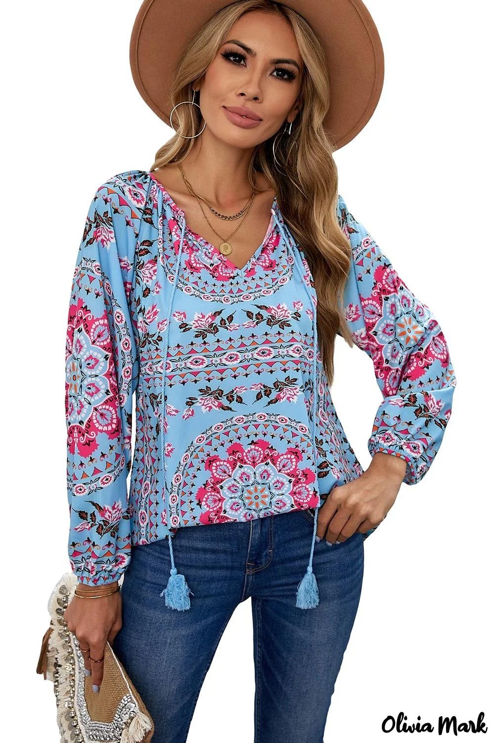 Deanwangkt - Multicolor Peasant Blouse With Floral Print - Deanwangkt