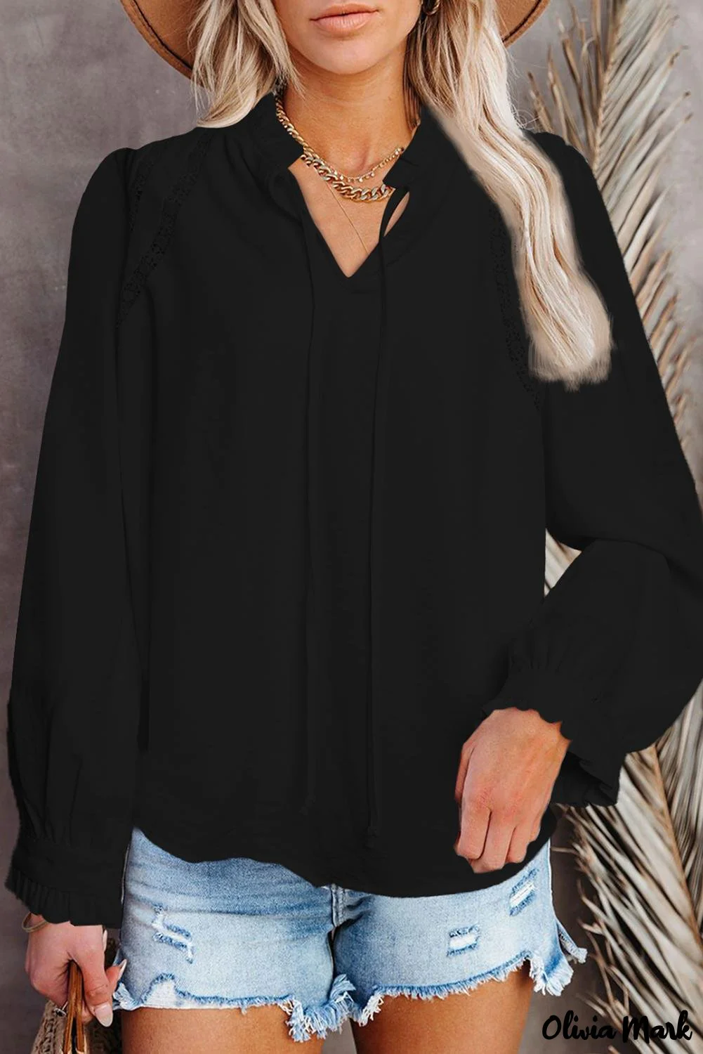 Deanwangkt - White Lace Patchwork Ruffle Long Sleeve Blouse - Deanwangkt