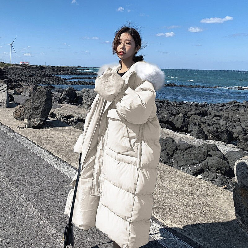 Christmas Gift Deanwangkt Winter New Thick Bread Clothes Cotton-padded Jacket Women's Long Over-the-knee Coat Cotton-padded Jacket Tide - Deanwangkt