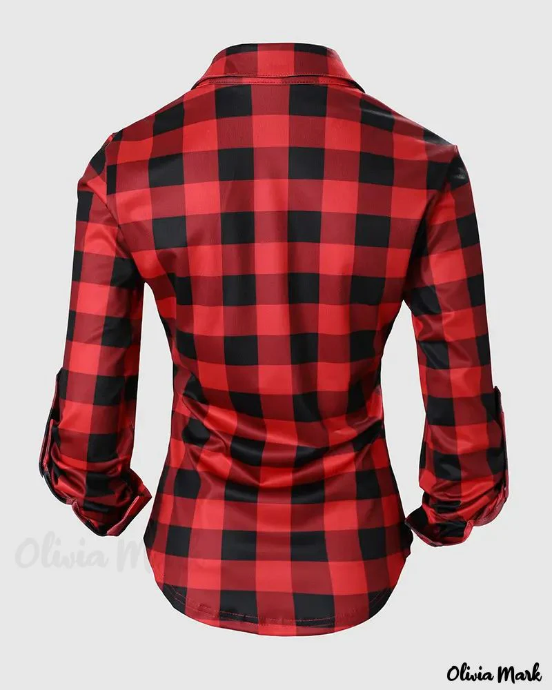 Deanwangkt - Plaid Print Long Sleeve Button-Up Shirt - Deanwangkt