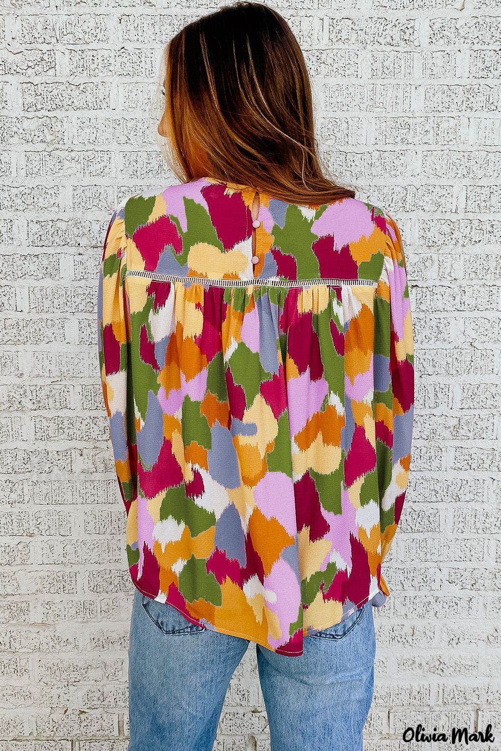 Deanwangkt - Multicolor Abstract Print Long Sleeve Blouse - Deanwangkt