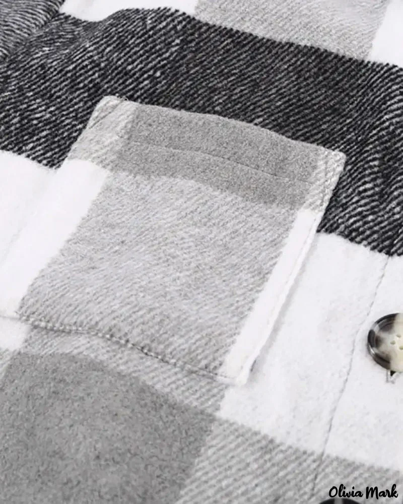 Deanwangkt - Plaid Print Long Sleeve Jacket With Button Pocket - Deanwangkt