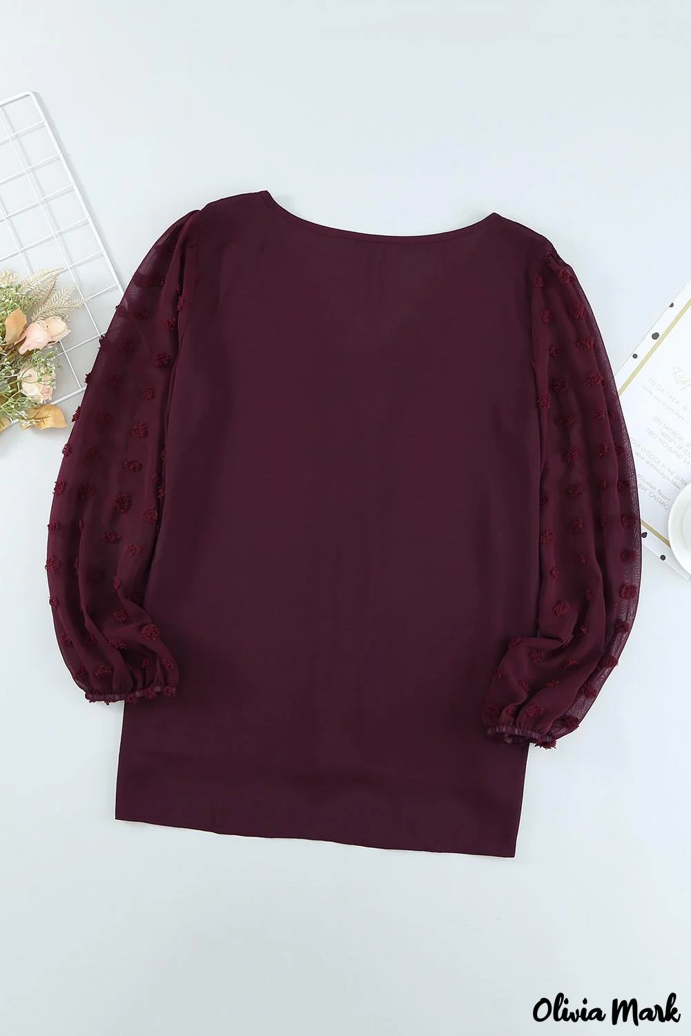 Deanwangkt - Black Polka Dot V-Neck Long Sleeve Blouse - Deanwangkt
