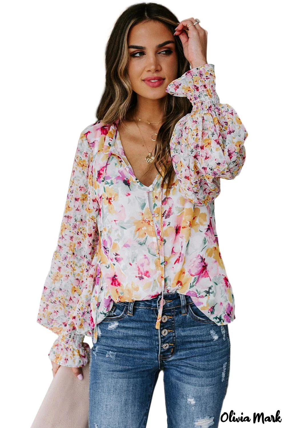 Deanwangkt - Cakewalk Rose Floral Smocked Blouse - Deanwangkt
