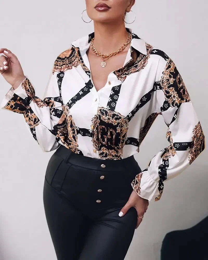 Deanwangkt - Baroque Print Button Down Long Sleeve Shirt - Deanwangkt