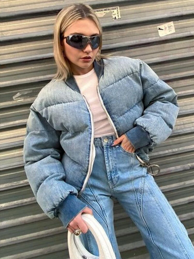 Black Friday Sales American Retro Short Parker Cotton-Padded Women Deanwangkt Autumn Winter New Old Pull Round Collar Warm Color Mosaic Coat - Deanwangkt