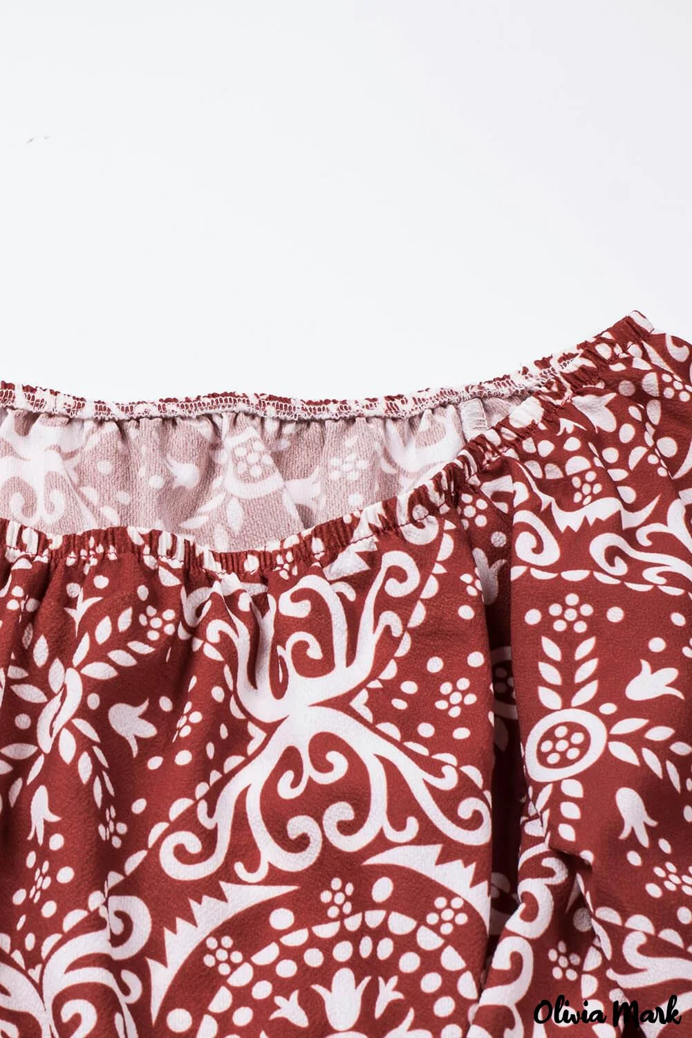 Deanwangkt - Bohemian red blouse with floral print and bare shoulders - Deanwangkt