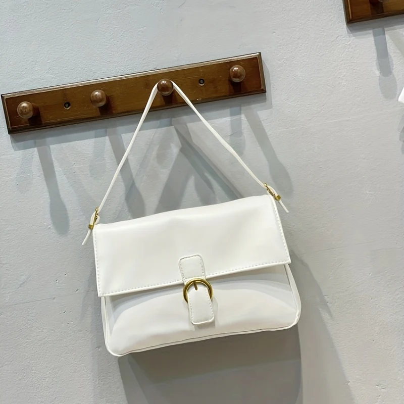 Trendy PU Leather Crossbody Bag, Simple Solid Color Flap Shoulder Bag, Perfect Messenger Bag For Daily Use - Deanwangkt