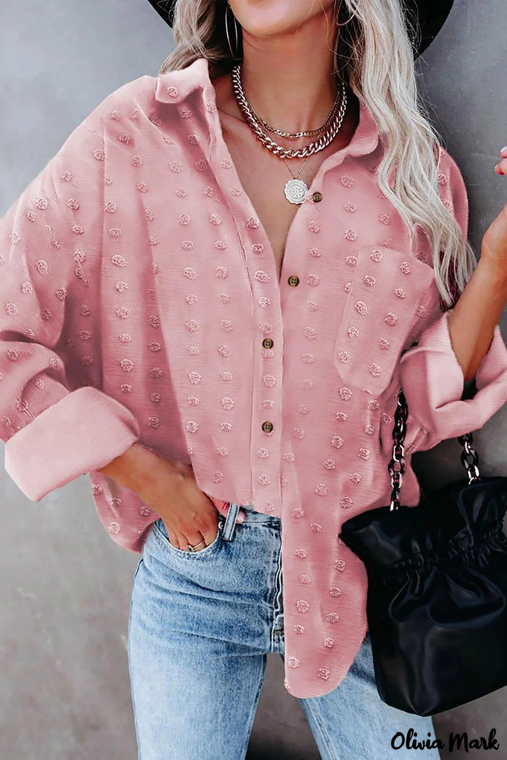 Deanwangkt - Green Polka Dot Long Sleeve Button Pocket Shirt - Deanwangkt