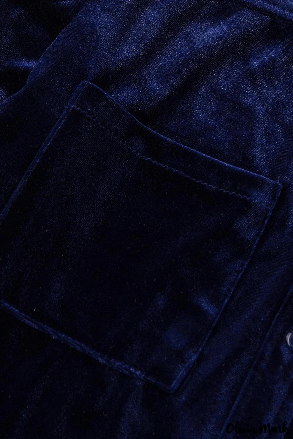Deanwangkt - Navy Velvet Button Pocket Long Sleeve Shirt - Deanwangkt