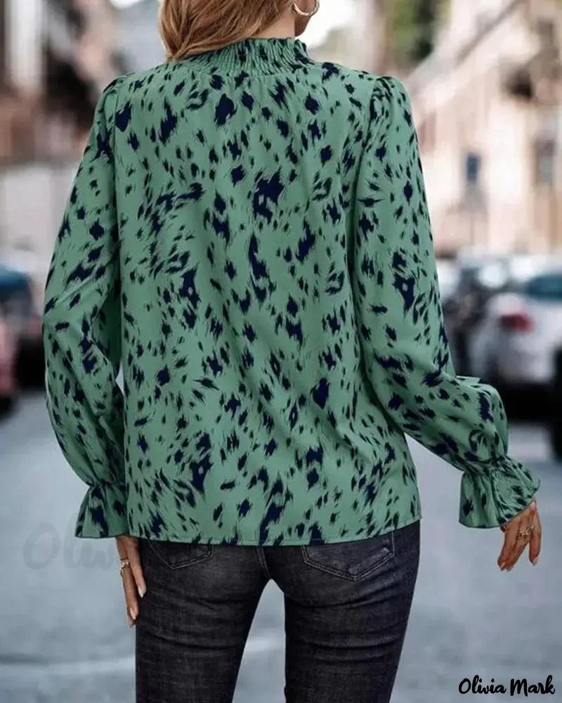 Deanwangkt - Long sleeve top with all over print and ruched detail - Deanwangkt